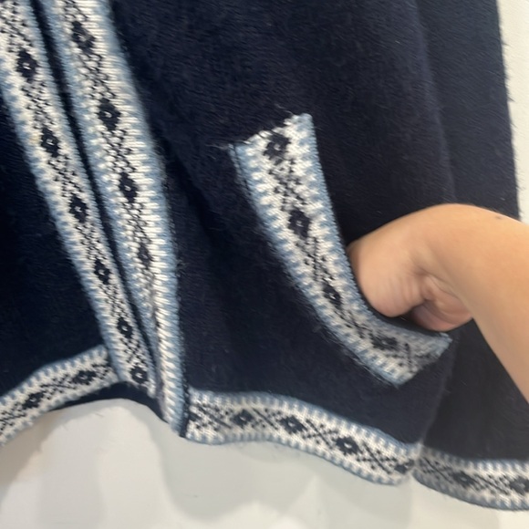 Alpaca Sweater Hoodie Cardigan Zipper Unisex Blue White Large - Picture 6 of 11